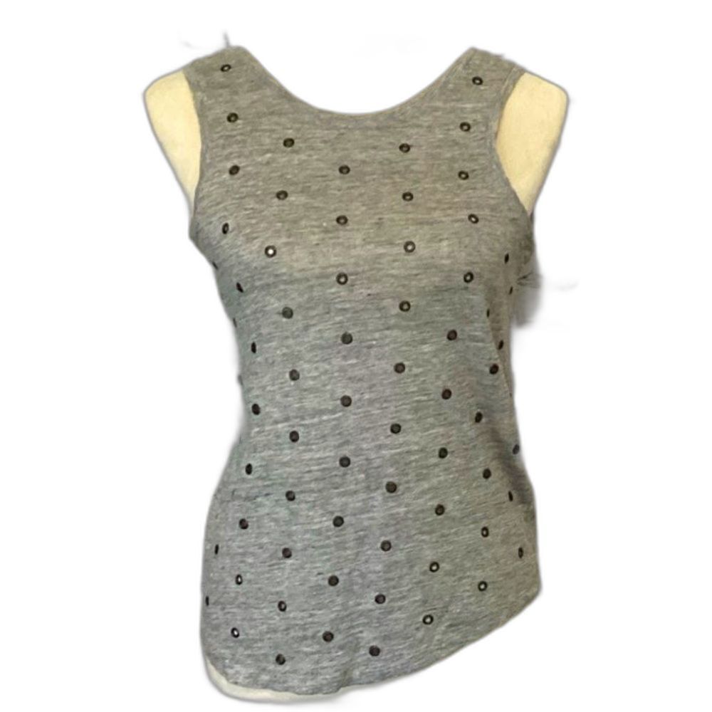 Paige Tank Top Women’s Size XS Color Heather Gray 100% Linen with Metal Accents